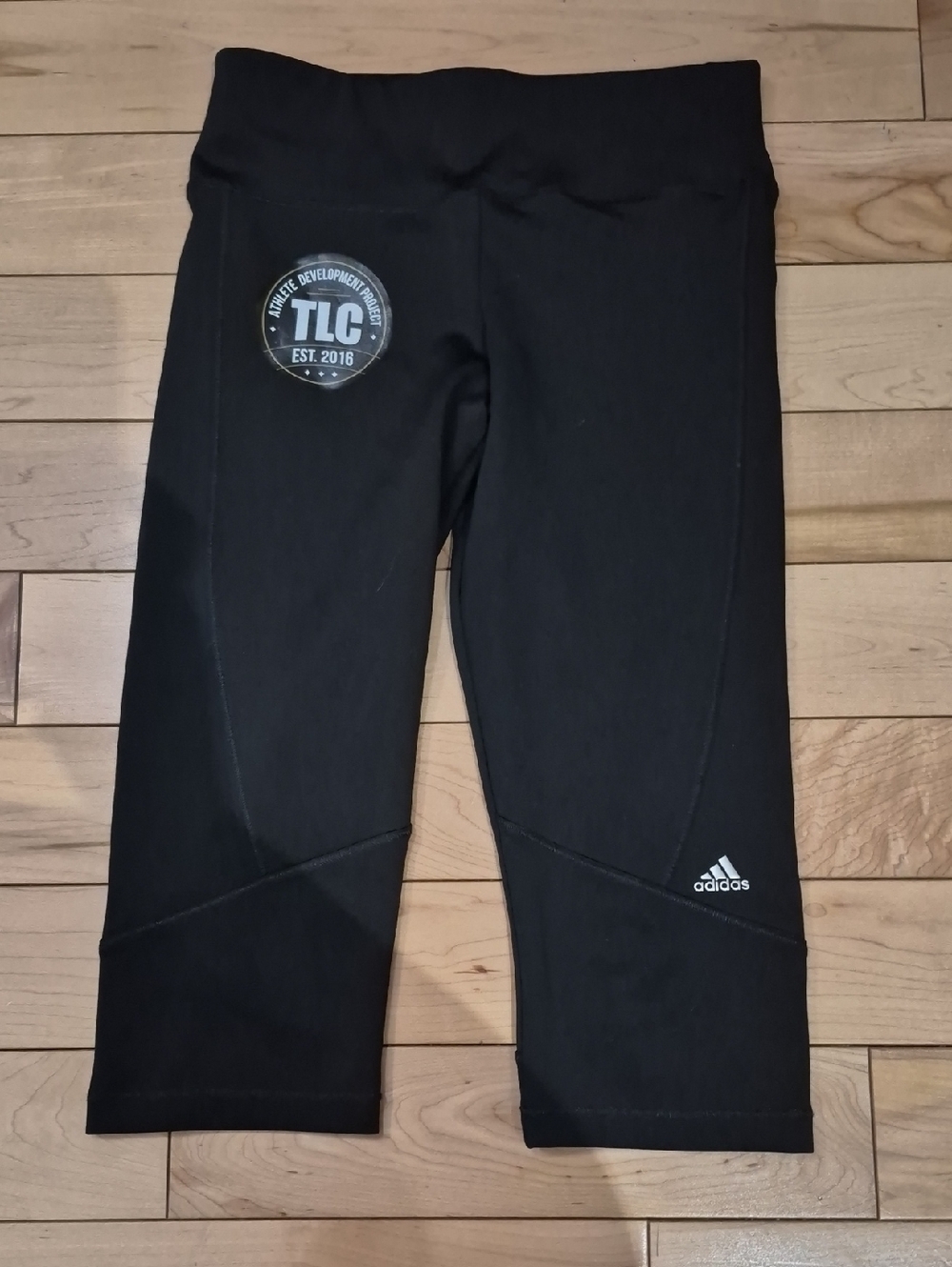 Girls Size 12 adidas Black Capri Athletic Leggings with Logo